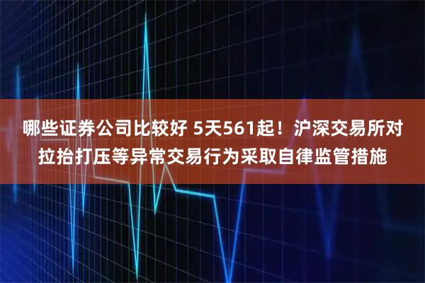 哪些证券公司比较好 5天561起！沪深交易所对拉抬打压等异常交易行为采取自律监管措施